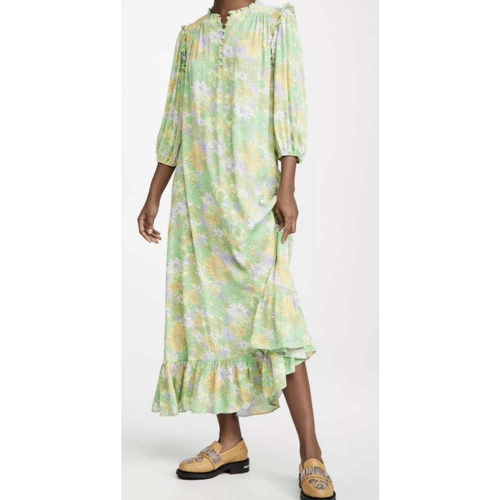 Rixo Judith Dress Floral Long Sleeve Midi